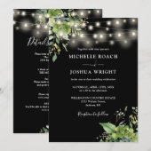 Invitation Le Tout Dans Une Verdure Éclaire Mariage Noir Et B (Devant / Derrière)
