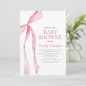 Invitation Le tout en un Baby shower d'aquarelle rose pâle (Debout devant)
