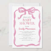 Invitation Le tout en un Baby shower de Bow rose de ruban (Devant)
