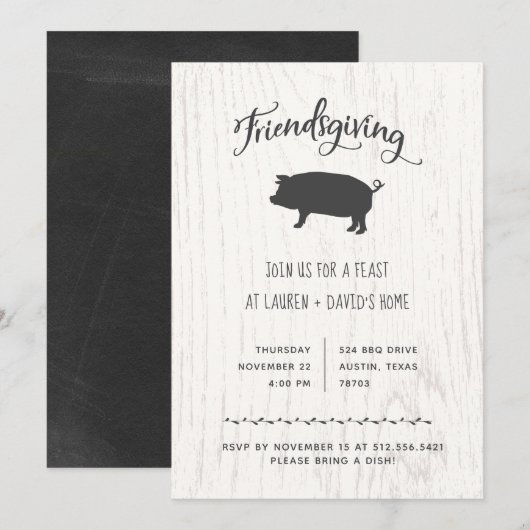 Invitation Le Trendy de l'Amour Rustique| Dîner de Thanksgivi (Devant / Derrière)