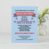 Invitation Le Twill Bar Mitzvah, un sport rouge et bleu (Debout devant)