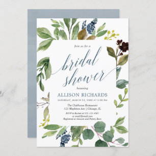 Invitation Le vert d'eucalyptus de verdure laisse nuptiale