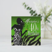 Invitation Le vert du 40e anniversaire de Bombshell Zebra Mar (Debout devant)