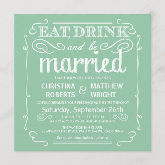 Invitation Le vert en bon état mangent la boisson et soient