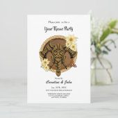 Invitation Le viking sans peur avec le casque avec des cornes (Debout devant)