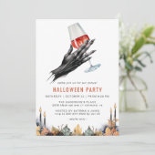 Invitation Le vin rouge de sorcière | Drôle fête d'Halloween  (Debout devant)