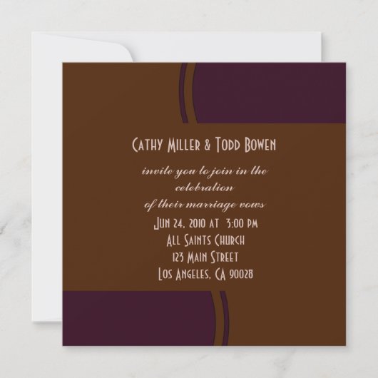 Invitation Le violet foncé et le Mariage moderne Brown (Devant)