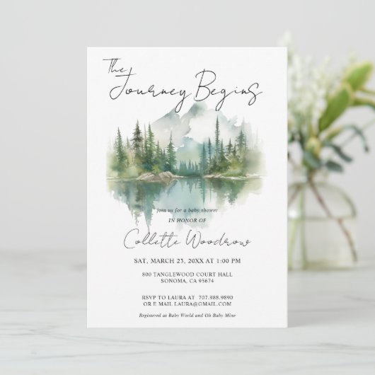 Invitation Le voyage en forêt rustique commence aquarelle (Debout devant)