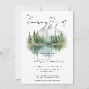 Invitation Le voyage en forêt rustique commence aquarelle