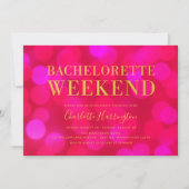 Invitation Le week-end de Bachelorette du Bokeh Rose (Devant)