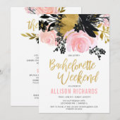 Invitation Le week-end de Bachelorette rougissent or noir (Devant / Derrière)