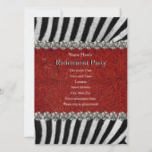 Invitation Le zèbre barre la partie en cuir rouge de fausses (Dos)