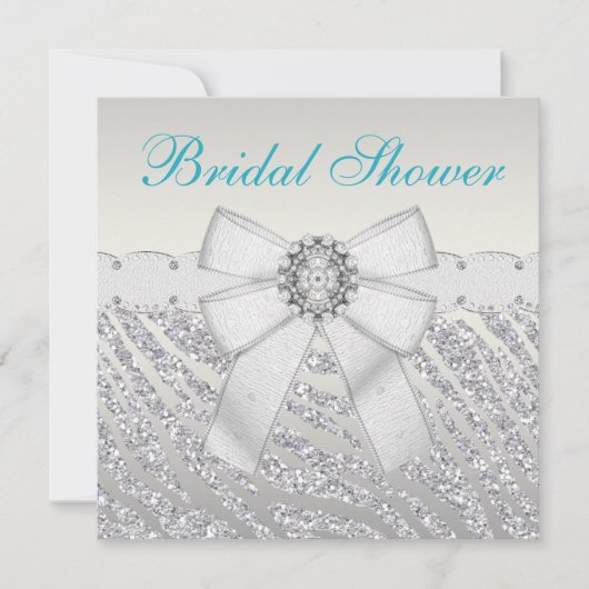 Invitation Le zèbre de parties scintillantes d'argent de Faux (Devant)