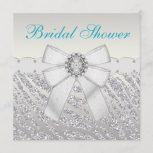 Invitation Le zèbre de parties scintillantes d'argent de Faux