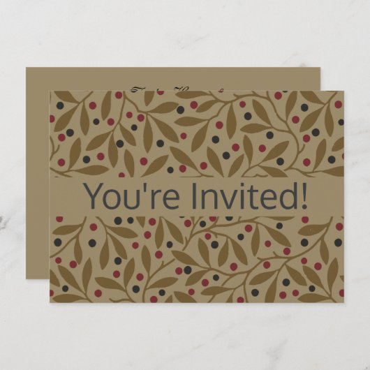 Invitation Leaf Berry Classique Colorful Art Motif (Devant / Derrière)