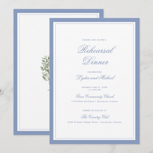 Invitation Leaf Crest Monogram | Scalloped Rehearsal Dinner (Devant / Derrière)