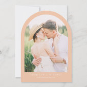 Invitation LEAH Modern Arched Coral rose Mariage photo (Dos)