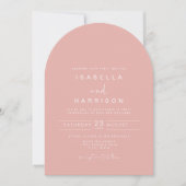 Invitation LEAH Modern Arched Coral rose Mariage photo (Devant)