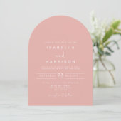 Invitation LEAH Modern Arched Coral rose Mariage photo (Debout devant)