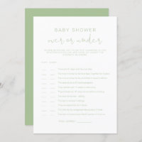 LEAH Pastel Green Over Under Baby shower Game