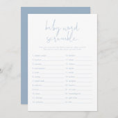 Invitation LEAH Vibrant Pastel Blue Baby Word Scramble Jeu (Devant / Derrière)