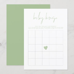 Invitation LEAH Vibrant Pastel Green Baby shower Bingo Jeu