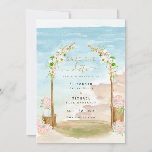 Invitation LeahG Beach Coastal Destination Enregistrer Date I (Devant)