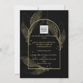 Invitation LeahG Black Gold Feuilles de mariage moderne INVIT (Dos)