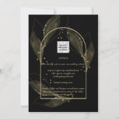 Invitation LeahG Black Gold Feuilles de mariage moderne INVIT (Dos)