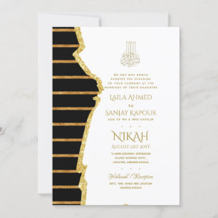 Invitation LeahG Black Gold Islam Mariage invite