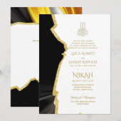 Invitation LeahG Black Gold Islam Mariage invite (Devant / Derrière)