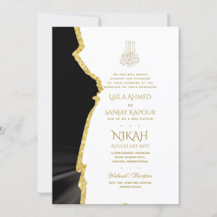 Invitation LeahG Black Gold Islam Mariage invite
