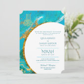Invitation LeahG Blue Islam Mariage invite Nikah (Debout devant)