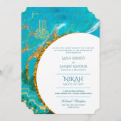 Invitation LeahG Blue Islam Mariage invite Nikah (Devant / Derrière)