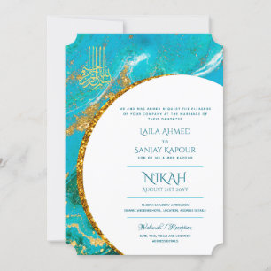Invitation LeahG Blue Islam Mariage invite Nikah
