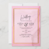 Invitation LeahG Blush Pink Gold INK Ombre Wedding INVITE (Devant)