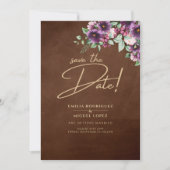 Invitation LeahG Brown Berry Plum violet Mariage automne hive (Devant)