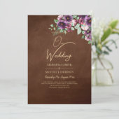Invitation LeahG Brown Berry Plum violet Mariage automne hive (Debout devant)