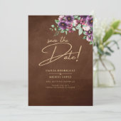 Invitation LeahG Brun Baie Prune Pourpre Mariage Automne Hive (Debout devant)