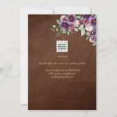 Invitation LeahG Brun Baie Prune Pourpre Mariage Automne Hive (Dos)