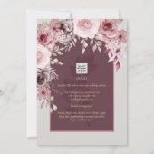 Invitation LeahG Burgundy Blush Rose Roses Mariage de automne (Dos)