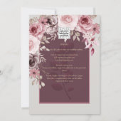 Invitation LeahG Burgundy Blush Rose Roses Mariage de automne (Dos)