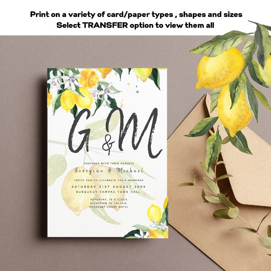 Invitation LeahG Citrus Lemons Budget Mariage Inviter Jaune