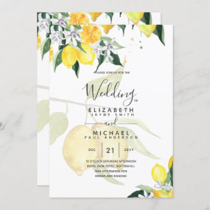 Invitation LeahG Citrus Mariage de citrons jaunes Invite