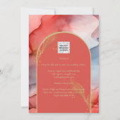 Invitation LeahG Coral Navy Blue Gold INK Wedding INVITE (Dos)