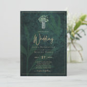 Invitation LeahG Emerald Forest Green Wedding INVITE (Debout devant)