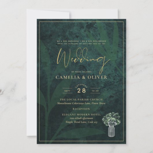 Invitation LeahG Emerald Forest Green Wedding INVITE (Devant)