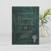Invitation LeahG Emerald Forest Green Wedding INVITE (Debout devant)
