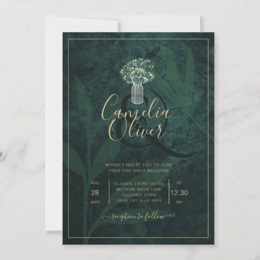 Invitation LeahG Emerald Forest Green Wedding INVITE (Devant)