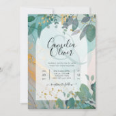 Invitation LeahG encre de seaglass Turquoise or vert Mariage  (Devant)